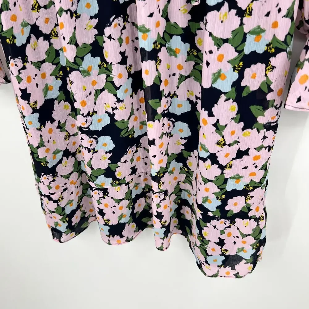 J Crew Mercantile Drapey Tie Front Dress In French Floral Chiffon size small